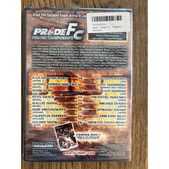 Pride FC Raging Rumble MMA DVD Premiere Mixed Martial Arts Contest 2002 NEW - Picture 2 of 4